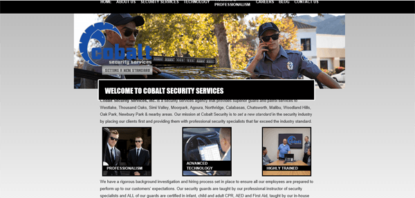 Cobalt Security Services' Website - Before Text Changes