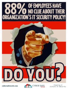 2018 Cyber Safe Work free security poster - Does Your Organization Have a Cyber Security Policy?