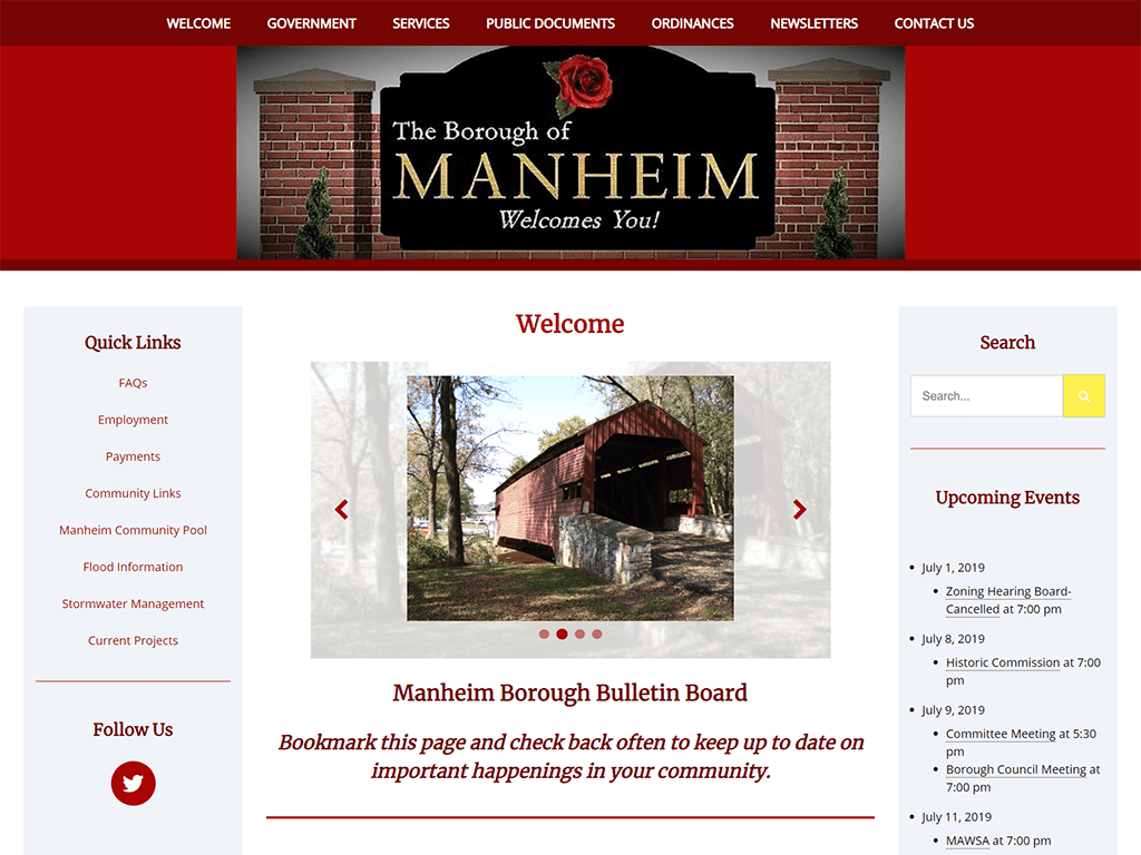 Manheim Borough Website Redesign -