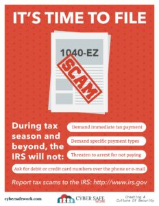 During tax season and beyond, pay attention to tax scams - free cybersecurity poster
