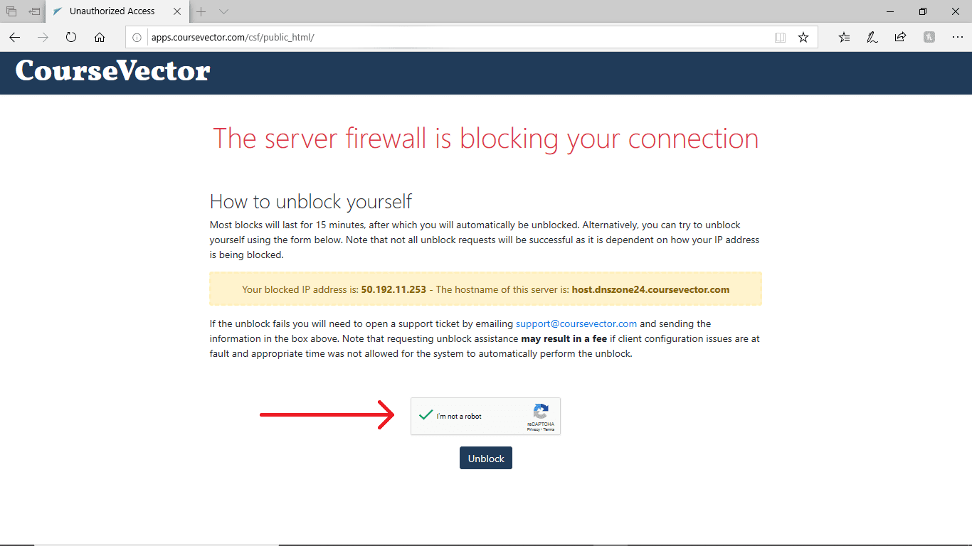 Where to click on Connection blocked by firewall page.