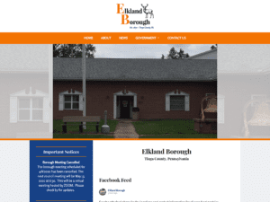 Elkland Borough Website designed via the PSAB webdesign program