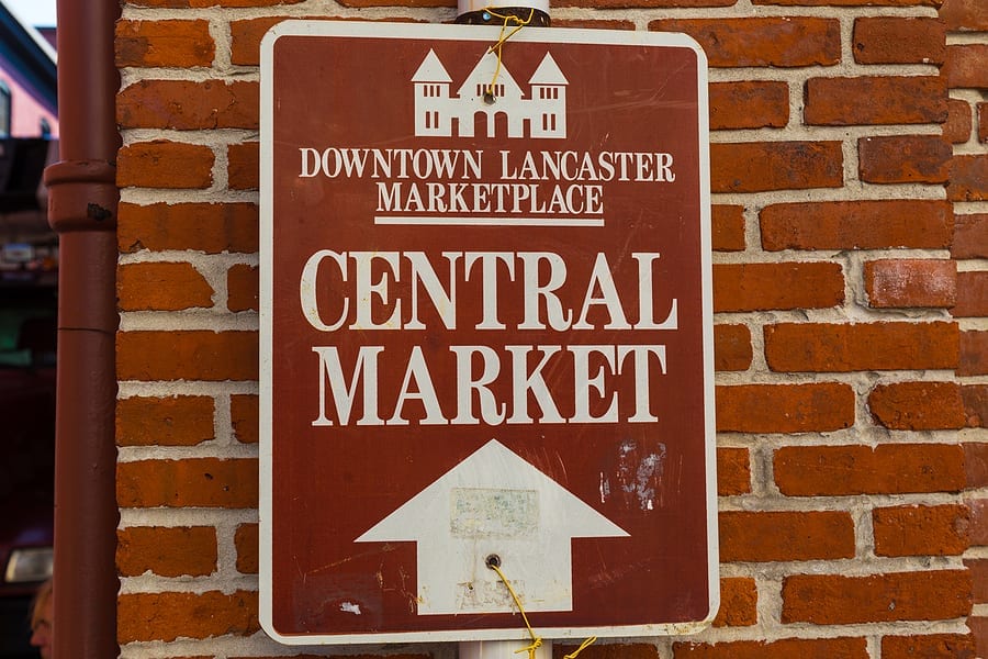 Downtown Lancaster Marketplace, Central Market Sign. Lancaster, Pennsylvania