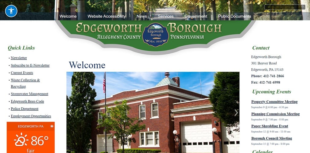 Edgeworth Borough Website - as built