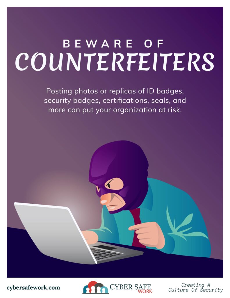 Beware of Counterfeiters cybersecurity poster