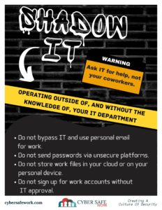 free cyber security poster explaining why shadow IT is dangerous