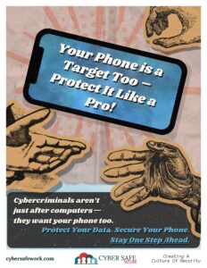 free cybersecurity poster - don't let hackers into your phone