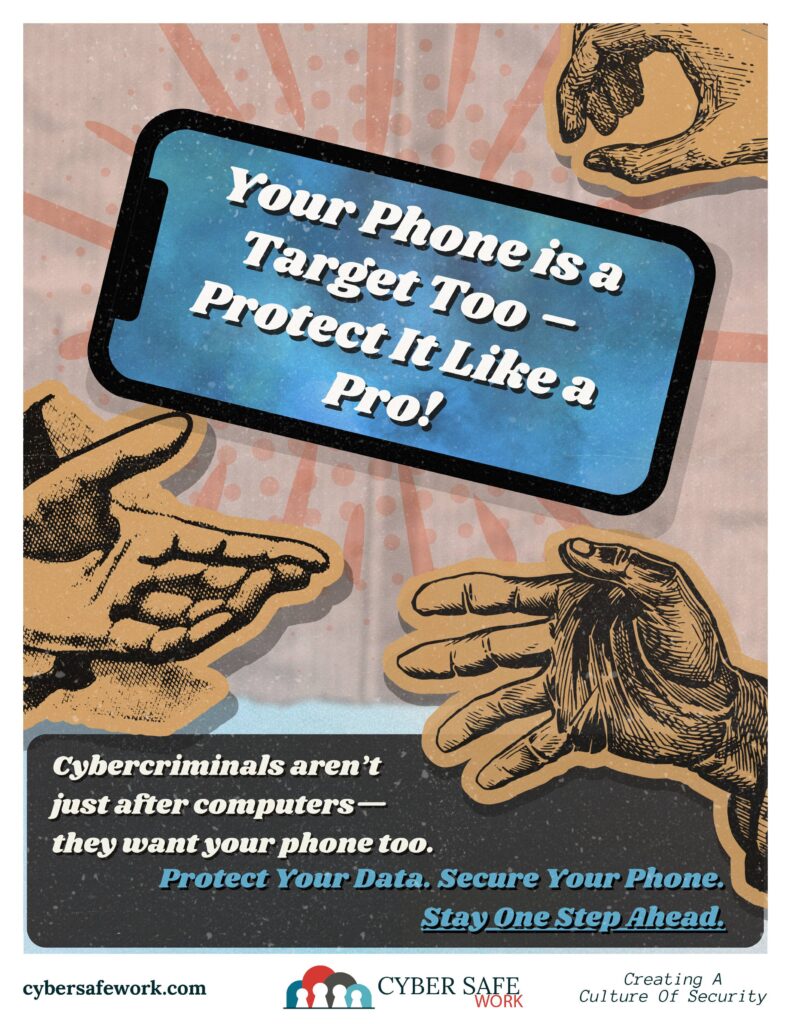free cybersecurity poster - don't let hackers into your phone