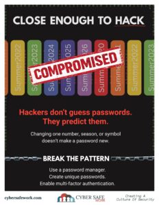 Hackers don't guess passwords - they predict them free cyber security poster