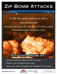 August 2023 bonus cyber security poster - .zip TLD as weapons.