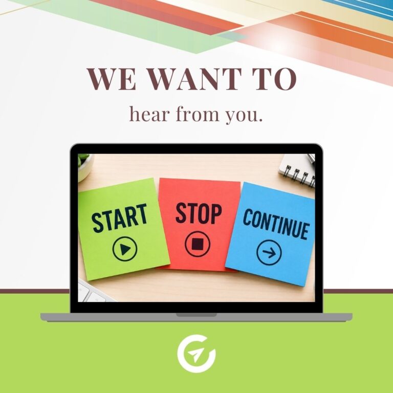 blog post title image we want to hear from you: start stop continue