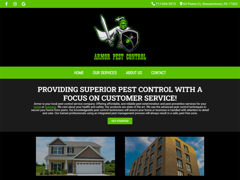 armor pest control wordpress website