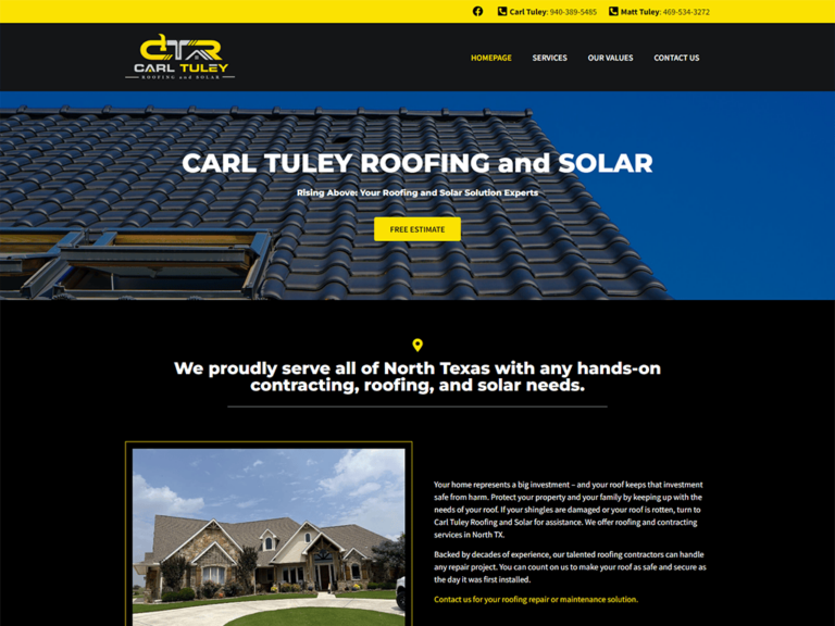 roofing and solar wordpress website example