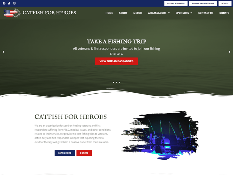 Catfish For Heroes nonprofit website