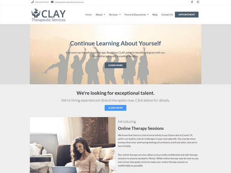 Clay Therapeutic Services website