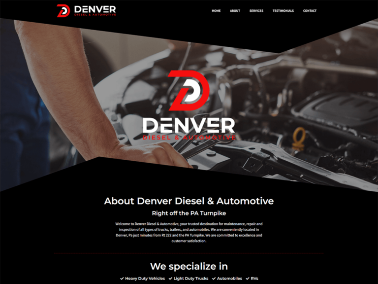 Automotive repair website design example