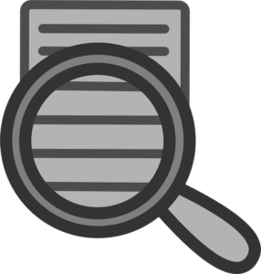 searchable document icon with magnifying glass
