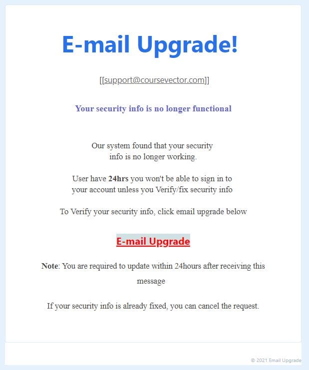 email upgrade
