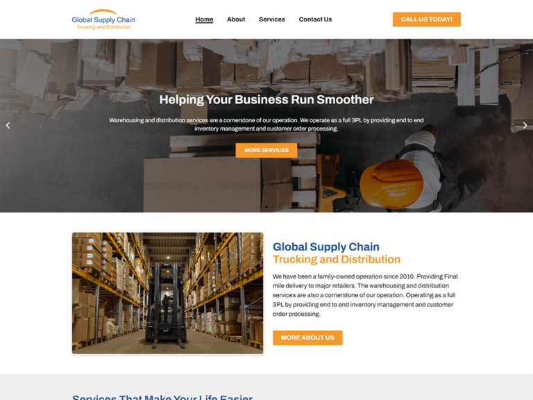 Glocal Supply Chain trucking website design
