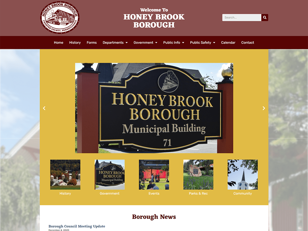 Honey Brook Borough Website Desgin -