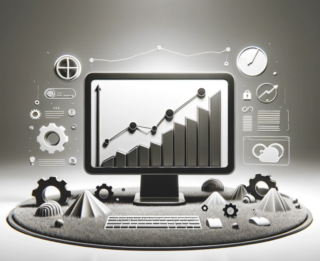 March 2024 Update on Google with a black and white computer screen.