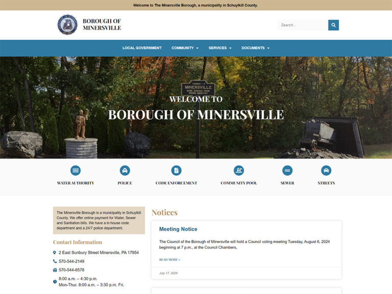 minersville municipal website design