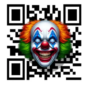 qr code scamming clown