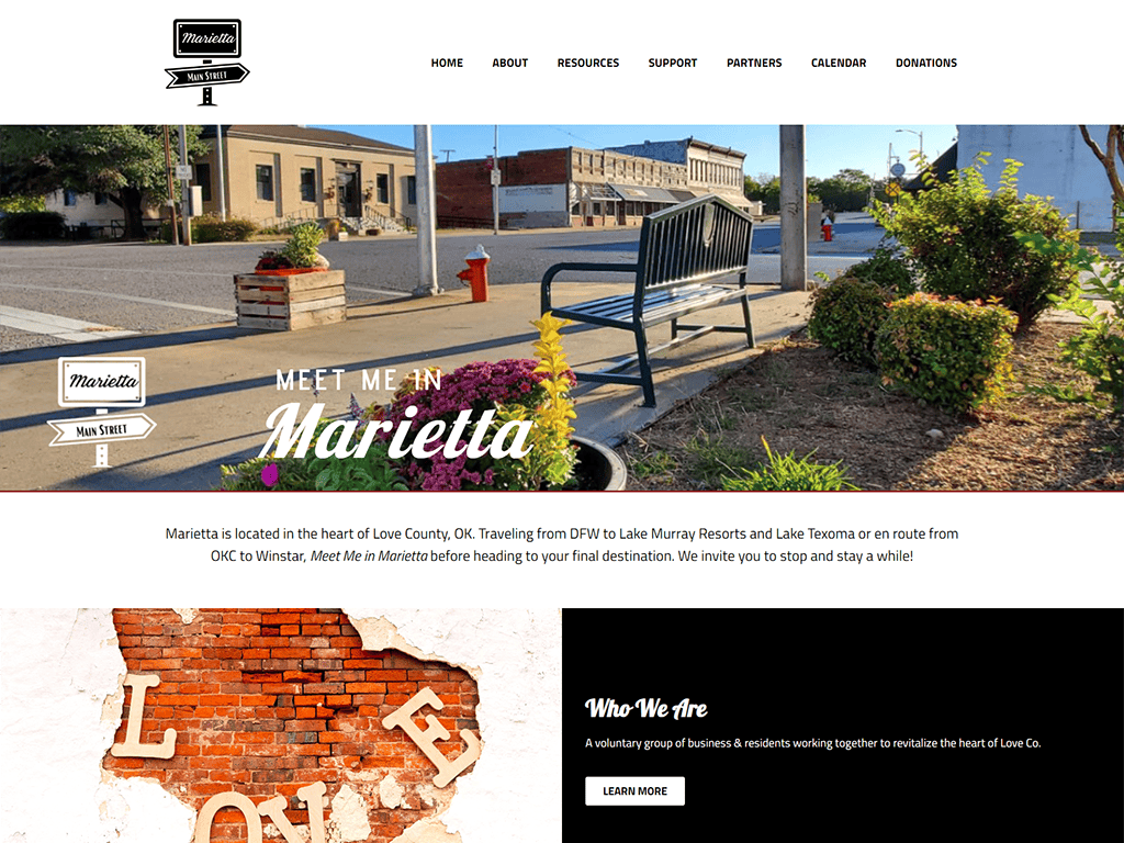 Marietta OK Main Street Business Development wordpress website design