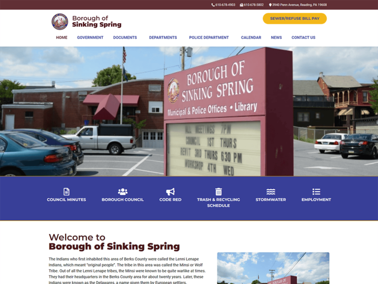 Sinking Spring Borough municipal wordpress website