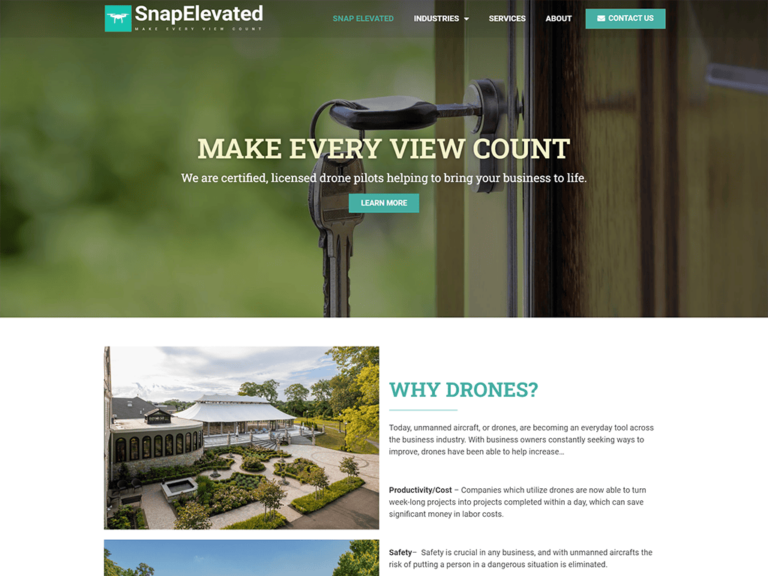 Snap Elevated Aerial Photography website