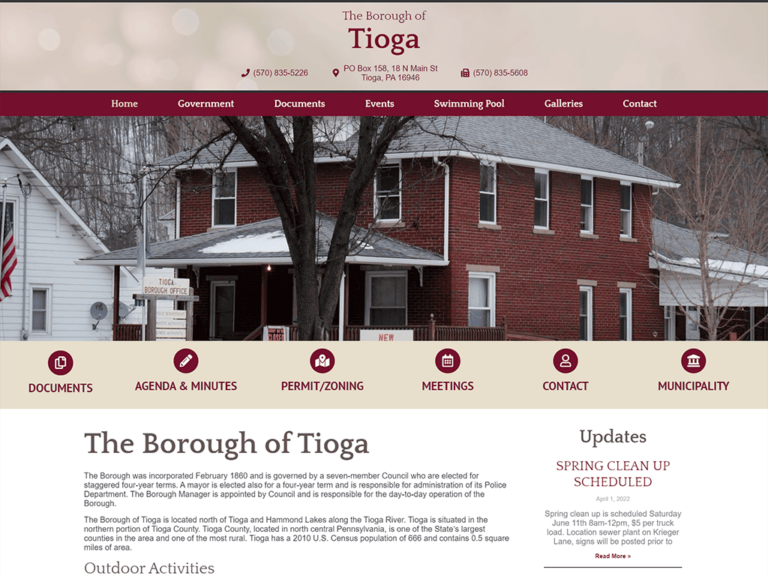 Tioga Borough small government wordpress website design