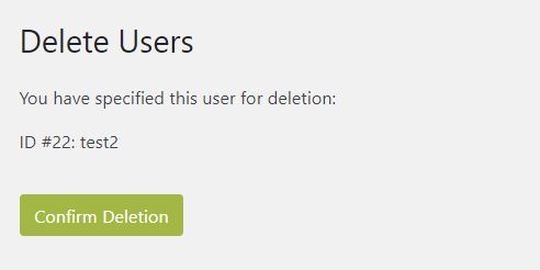 confirm user deletion in WP