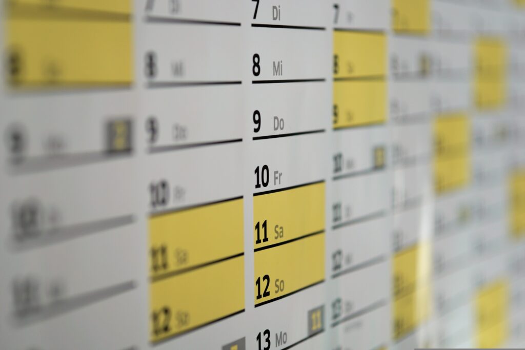 calendar close up