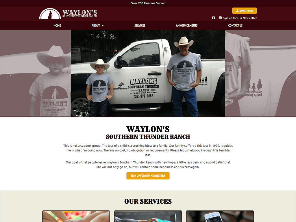 Waylon's Southern Thunder Ranch nonprofit wordpress website
